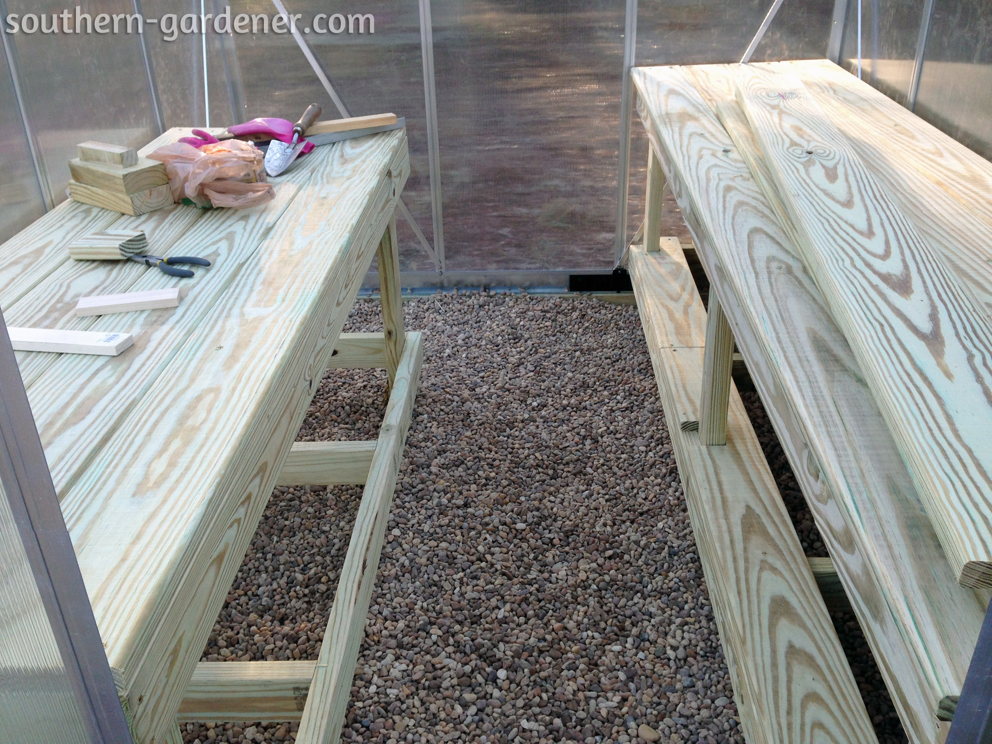 DIY greenhouse tables